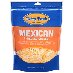 Dairy Fresh Cheese, Natural, Shredded, Mexicana 8 Oz