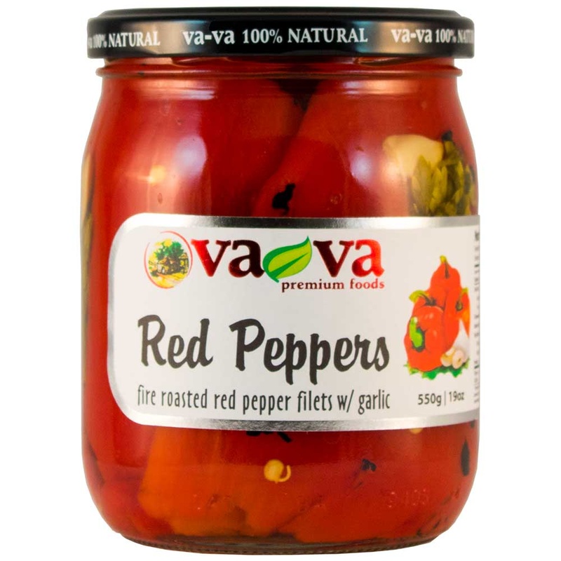 VaVa Fire Roasted Red Pepper Fillets With Garlic 500g
