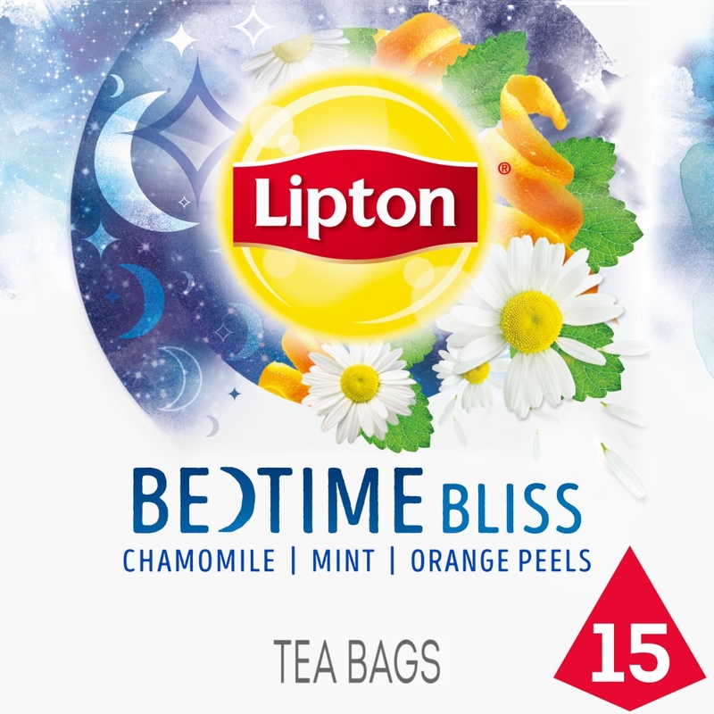 Lipton Bedtime Bliss Herbal Supplement Tea Bags Chamomile, Mint, And Orange Peels