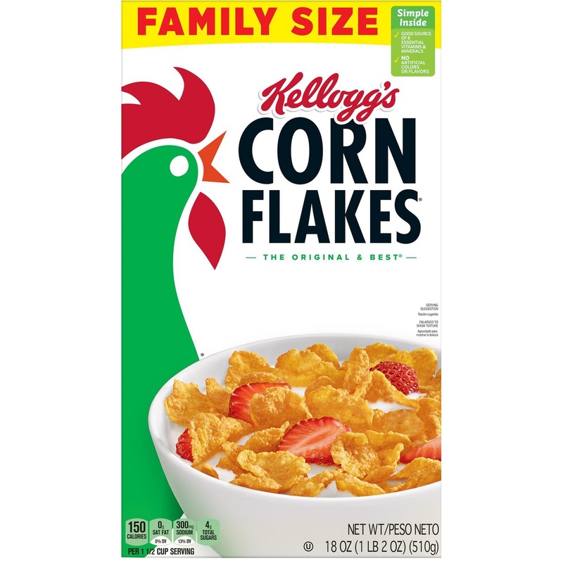 Corn Flakes Cold Breakfast Cereal, Original, Family Size 18 Oz