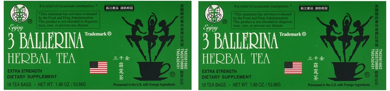 3 Ballerina X3 Bx Tea Extra Strength 18 Bags Ea Box 100% Original