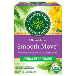 Traditional Medicinals Herbal Supplement, Organic, Senna Peppermint, Smooth Move, Tea Bags 1.13 Oz