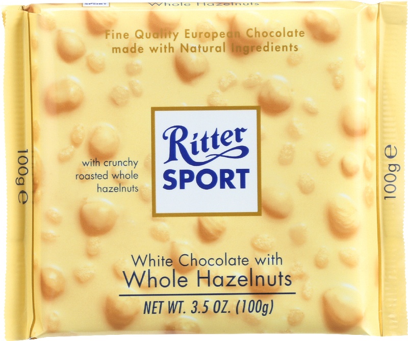 Ritter Sport White Chocolate With Whole Hazelnuts Bar, 3.5 Oz