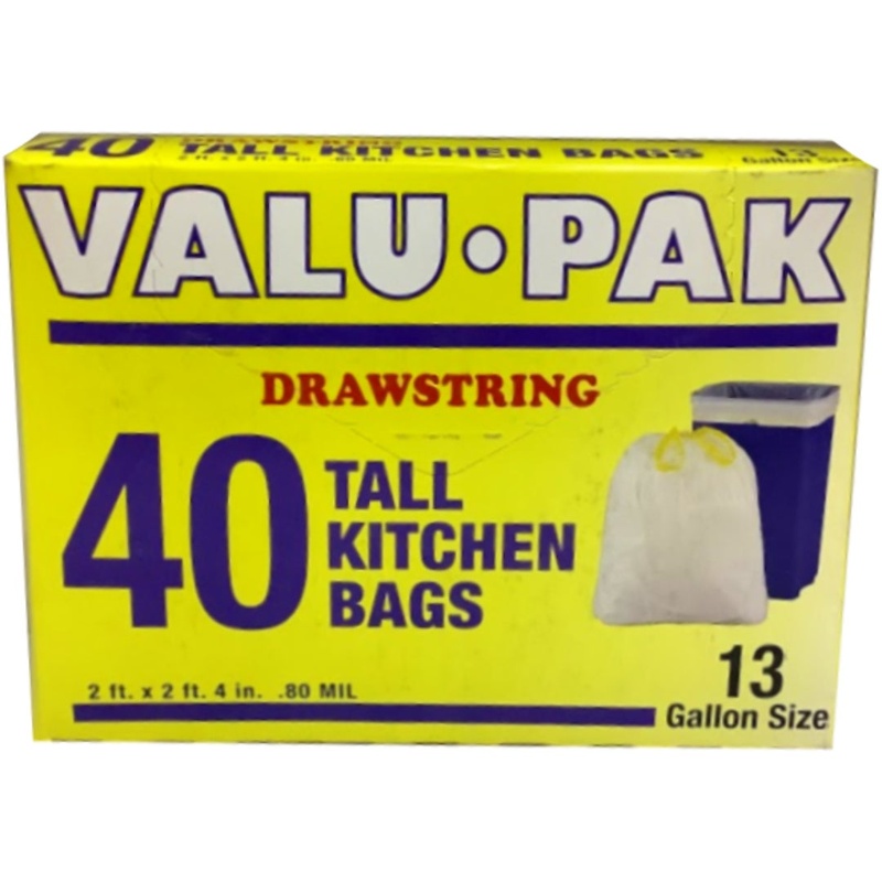 Value Pack - 13 gallon Drawstring Trash Bag