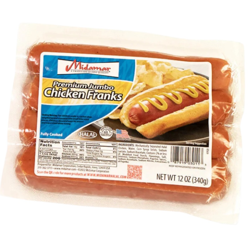 Midamar Jumbo Chicken Franks 340G