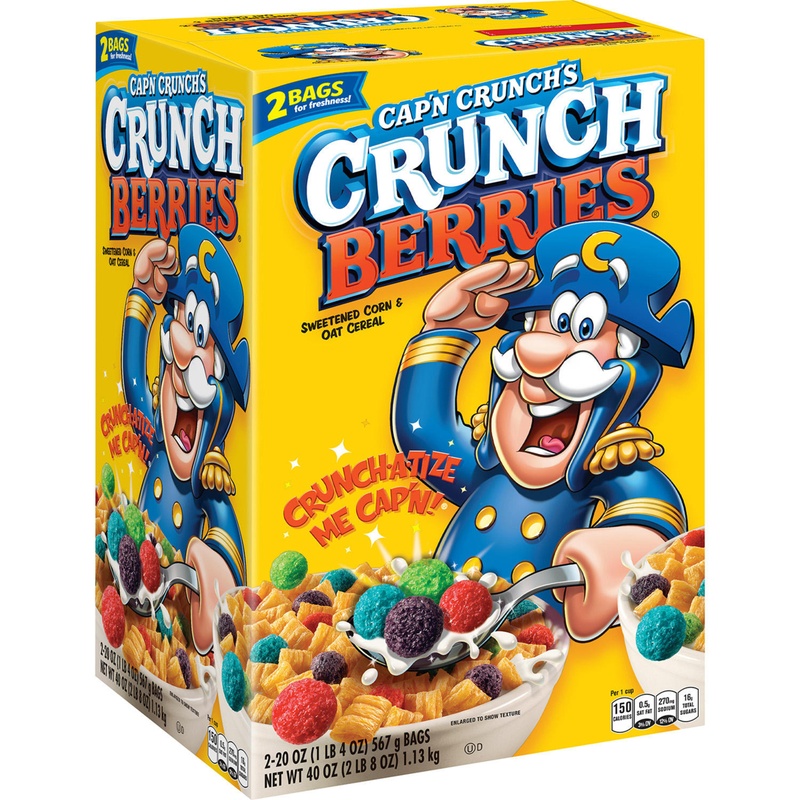 Cap'n Crunch Cereal, Sweetened Corn & Oat, Berries