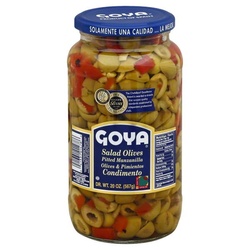 Goya Olives, Salad, Manzanilla, Pitted 20 Oz