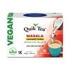 Quik Tea Vegan Unsweetened Masala Instant Chai Latte - 10 Count Single Box - Convenient Easy Ayurvedic Dairy Free Alternative - All Natural Non GMO Superfood