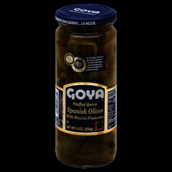 Goya Olives, Spanish, Stuffed Queen, With Minced Pimientos 9 Oz