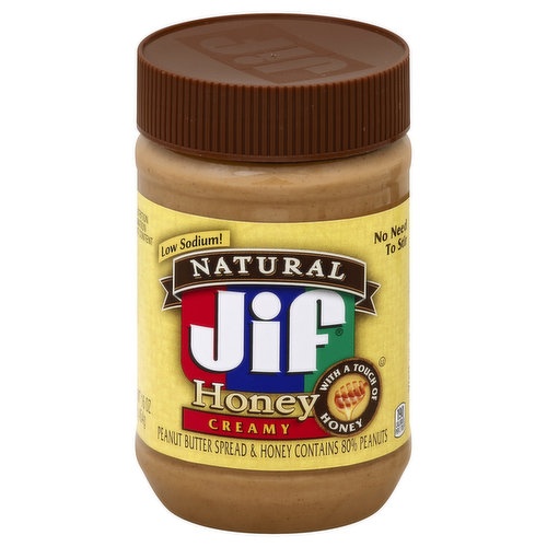 Jif Natural Creamy Peanut Butter Spread And Honey â€“ Contains 80% Peanuts, 16 Ounces
