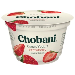 Chobani Yogurt, Greek, Non Fat, Strawberry On The Bottom 5.3 Oz