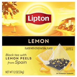 Lipton Black Tea, With Lemon Peels From Spain, Lemon, Pyramid Teabags