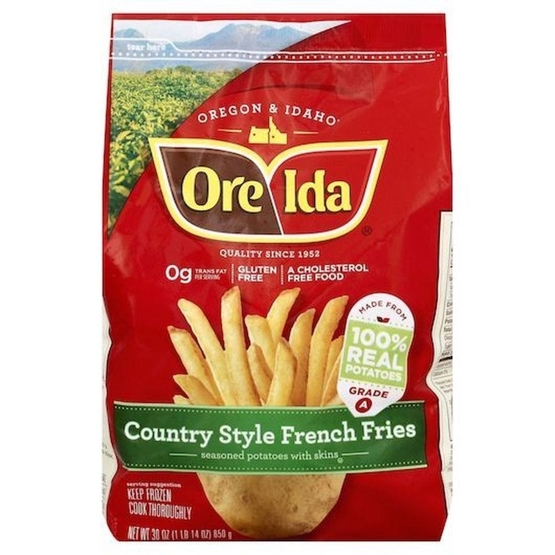 Ore-Ida Country Style French Fries Seasoned Frozen Potatoes With Skins, 30 Oz Bag