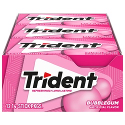 Trident Bubblegum Sugar Free Gum, 14 Piece Pack