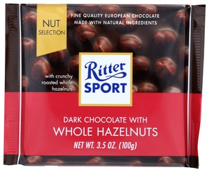 Ritter Sport Dark Chocolate With Whole Hazelnuts 3.5 Oz Bar