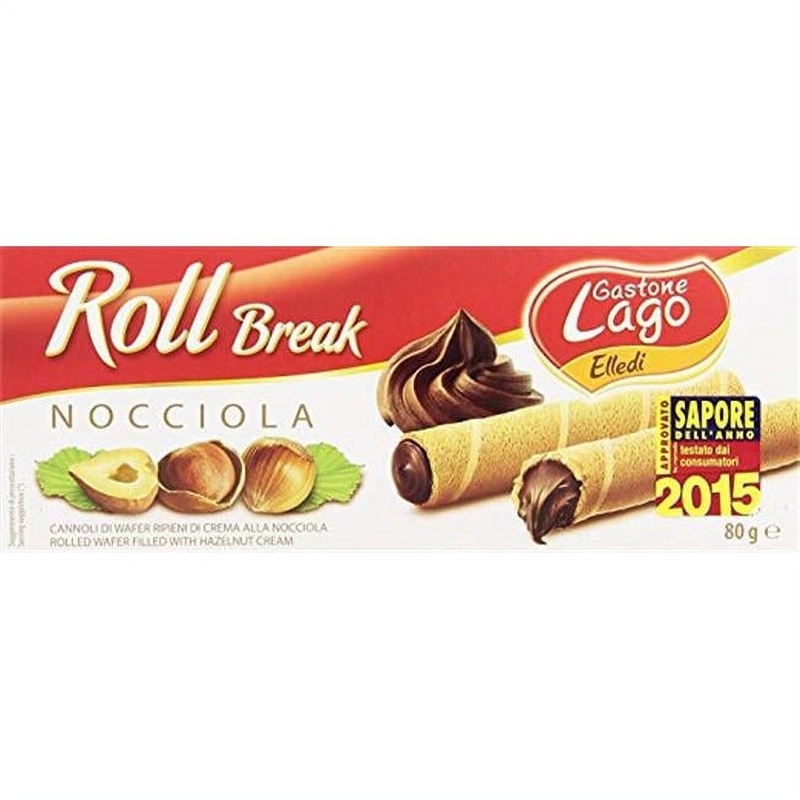 Gastone Lago Hazelnut Cream Rolled Wafers, 2.82 Oz