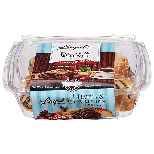 Layal's Gourmet Sweets No Sugar Added Dates & Walnuts Tamriya 12 Oz