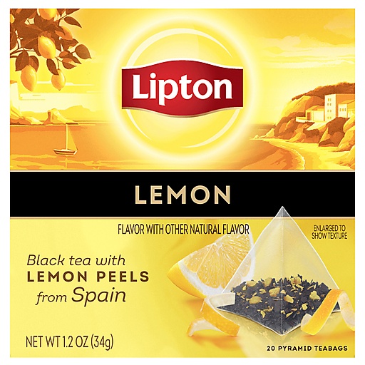 Lipton Black Tea, With Lemon Peels From Spain, Lemon, Pyramid Teabags