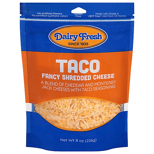 Dairy Fresh Shredded Cheese, Fancy, Taco 8 Oz