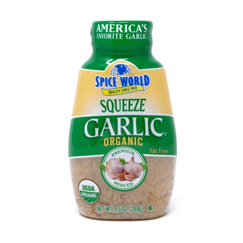 Spice World Garlic, Organic, Minced, Squeeze 9.5 Oz