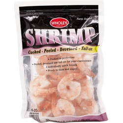 Wholey 16/20 Cooked Tail On Shrimp