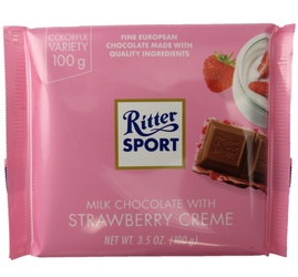 Ritter Sport Milk Chocolate With Strawberry Creme 100g