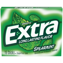 Extra Spearmint Sugar Free Chewing Gum, Single Pack 15 Pieces