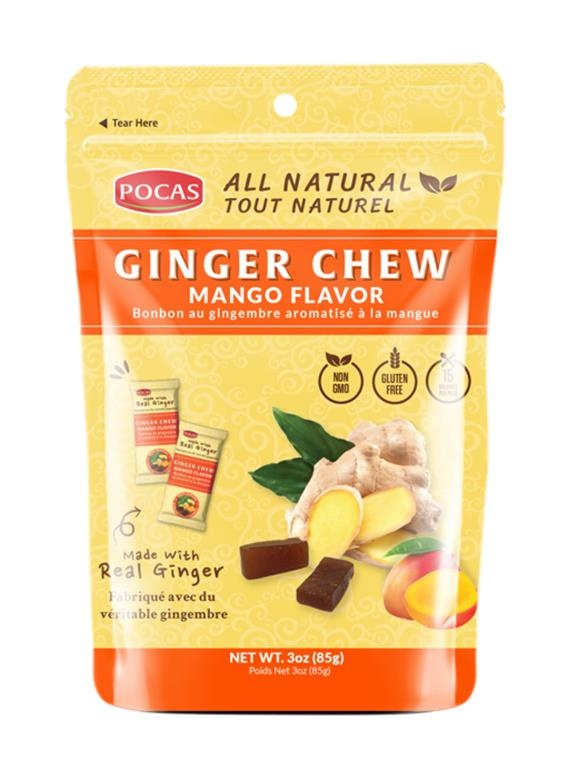 Pocas International Corp. Ginger Chew Mango 3 Oz