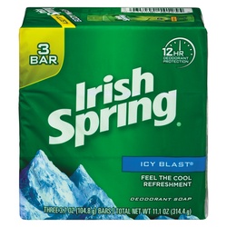 Irish Spring Bar Soap Icy Blast 18/3pk/3.75 Oz Bars