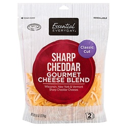 Essential Everyday Classic Cut Sharp Cheddar Gourmet Cheese Blend 8 Oz