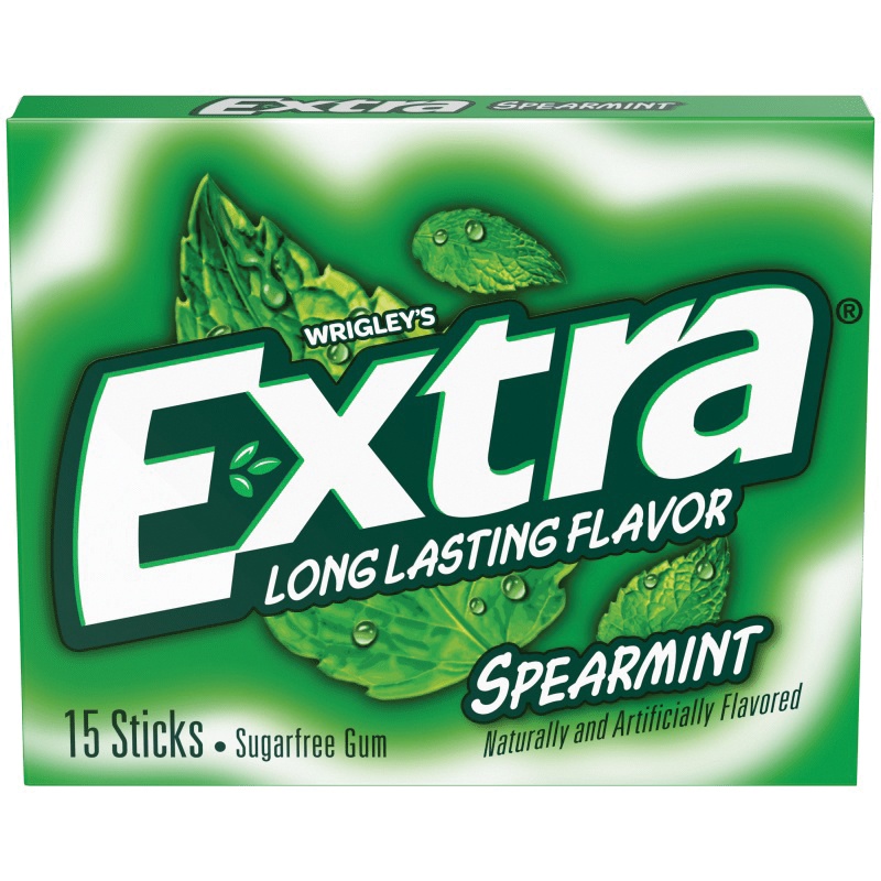 Extra Spearmint Sugar Free Chewing Gum, Single Pack 15 Pieces