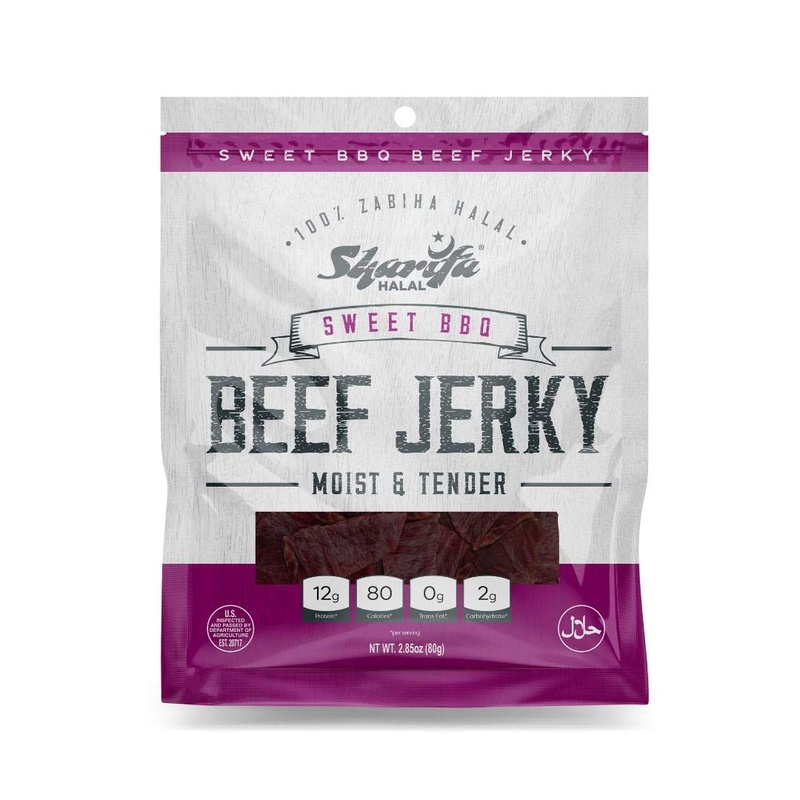 Sharifa Halal 6 Bags) Beef Jerky Bags Sweet BBQ Flavor 2.85oz