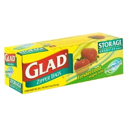 Glad Zipper Food Storage Freezer Bags - Quart Size