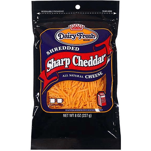 Dairy Fresh Shredded Cheese, Cheddar, Sharp 8 Oz