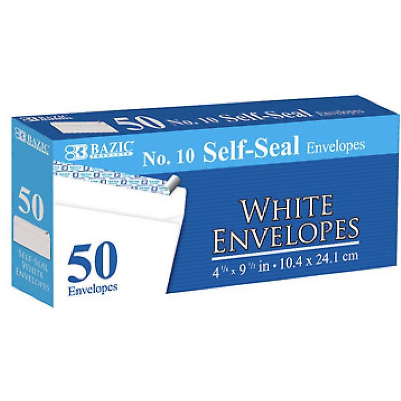 BAZIC Products 10 Self-Seal White Envelope