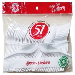 Party World 51ct White Spoon Cutlery -48