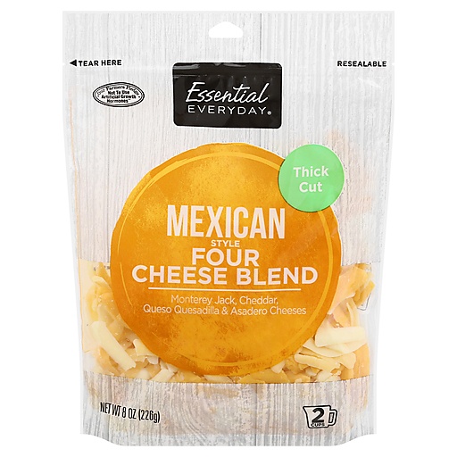 Essential Everyday Thick Cut Mexican Style Four Cheese Blend 8 Oz