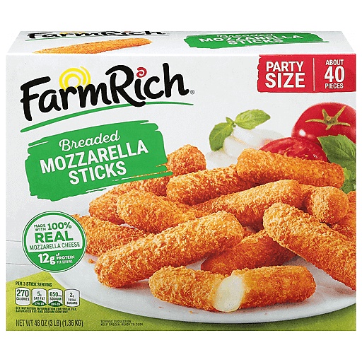 Farm Rich Mozzarella Sticks, Breaded, Party Size 48 Oz