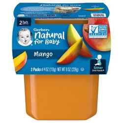 Gerber Natural For Baby, 2nd Foods, Mango, 2 Pack, 4 Oz (113 G) Each