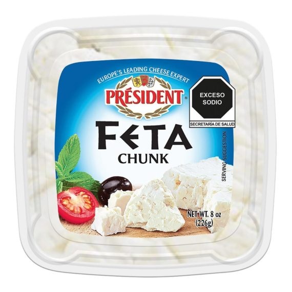 President President Feta Chunk Cheese, 8 Oz