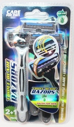 Triple Blade Razor 2+1pc Grey Black Each