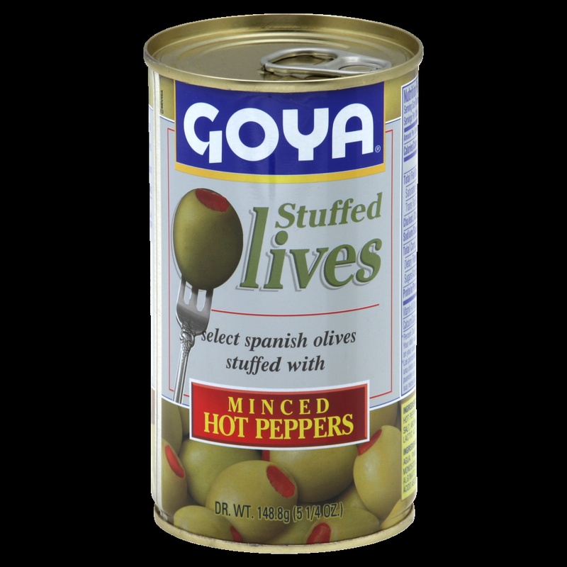 Goya Olives, Stuffed, Minced Hot Peppers 5.25 Oz
