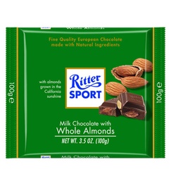 Ritter Sport Whole Almond Milk Chocolate Candy Bar
