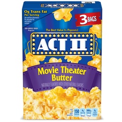 Act II Microwave Popcorn, Movie Theater Butter, 3 Bags