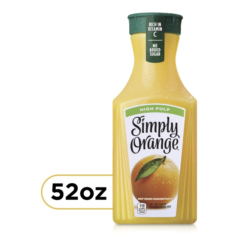 Simply Orange High Pulp Juice Bottle, 52 Fl Oz