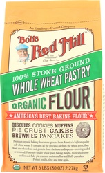 Bob's Red Mill Pastry Flour, Organic, 100% Stone Ground, Whole Wheat 5 Lb