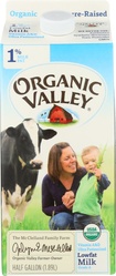 Organic Valley Milk, Low Fat, 1% Milk Fat 0.5 Gal