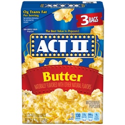 Act II Butter Microwave Popcorn, 3-Count 2.75-oz. Bags