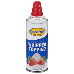 Dairy Fresh Whipped Cream, Light, Pasteurized Sweetened 7 Oz