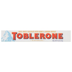 Toblerone Swiss White Chocolate Bar With Honey & Almond Nougat, 3.52 Oz